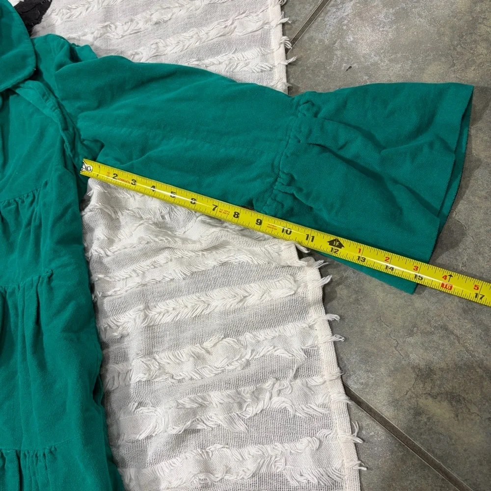 Whimsical vibrant green Judith March coat Measure Like Small Satin lined Boho - Picture 15 of 15